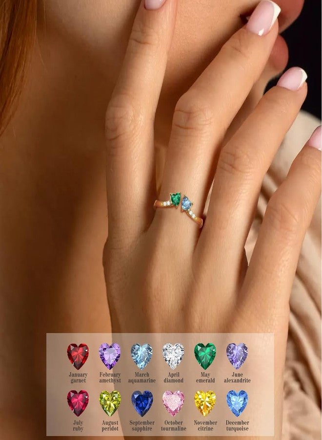 Sistble Christmas Gifts, October Birthday Gift for Women Tourmaline Ring with Diamond Stone Daughter Christmas Gifts for Mom Daughter 14K Stacking Rings April Birthstone Jewelry - Image 3